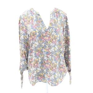 Emerson Rose Purple Boho Long Sleeve Floral Whimsical Blouse Size Large
